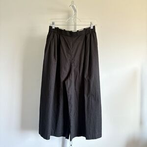 Marimekko Uniqlo Black Linen Blend Wide Legged Cropped Pants Small Elastic Waist